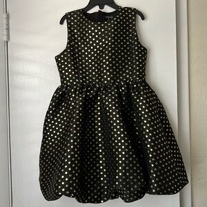 Crewcuts Black and Gold Polka Dot Formal Dress
